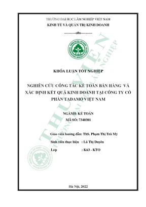 Nghiên cứu công tác kế toán bán hàng và xác định kết quả kinh doanh tại công ty cổ phần tadamo việt nam