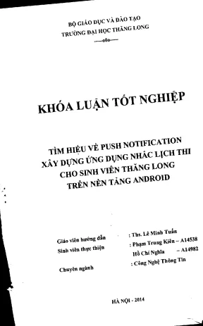 Khóa luận tìm hiểu về push notification xây dựng ứng dụng nhắc lịch thi cho sinh viên thăng long trên nền tảng android