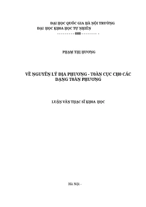 Luận văn thạc sĩ về nguyên lý địa phương toàn cục cho dạng toàn phương lvts vnu