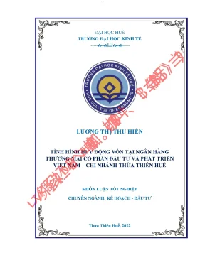 Tình hình huy động vốn tại ngân hàng tmcp đầu tư và phát triển việt nam chi nhánh thừa thiên huế
