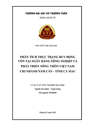 Phân tích thực trạng huy động vốn của ngân hàng nông nghiệp và phát triển nông thôn việt nam chi nhánh năm căn tỉnh cà mau