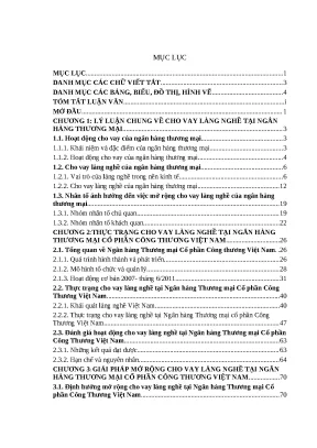 Luận văn thạc sĩ mở rộng cho vay làng nghề tại ngân hàng thương mại cổ phần công thương việt nam