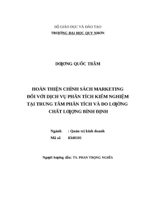 1390 hoàn thiện chính sách marketing đối với dịch vụ phân tích kiểm nghiệm tại trung tâm phân tích và đo lường chất lượng bình định luận văn tốt nghiệp