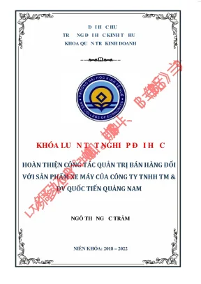 Hoàn thiện công tác quản trị bán hàng đối với sản phẩm xe máy của honda quốc tiến quảng nam