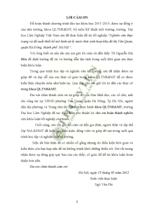 Nghiên cứu thực trạng và đề xuất giải pháp thiết kế mô hình xử lý nước thải sinh hoạt khu đô thị văn quán quận hà đông tp hà nội