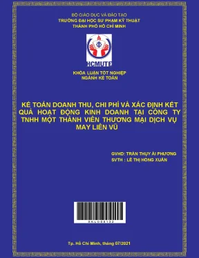 Khóa luận tốt nghiệp kế toán doanh thu chi phí và xác định kết quả hoạt động kinh doanh tại công ty tnhh một thành viên thương mại dịch vụ may liên vũ