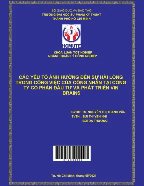 Các yếu tố ảnh hưởng đến sự hài lòng trong công việc của công nhân tại công ty cổ phần đầu tư và phát triển vin brains