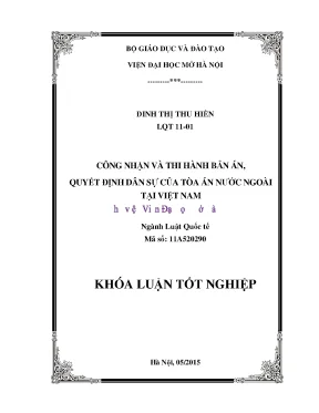 Công nhận và thi hành bản án quyết định dân sự của tòa án nước ngoài tại việt nam