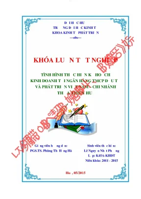 Tình hình thực hiện kế hoạch kinh doanh tại ngân hàng tmcp đầu tư và phát triển việt nam chi nhánh thừa thiên huế