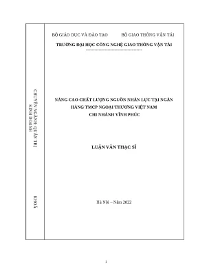 Luận văn thạc sĩ nâng cao chất lượng nguồn nhân lực tại ngân hàng tmcp ngoại thương việt nam