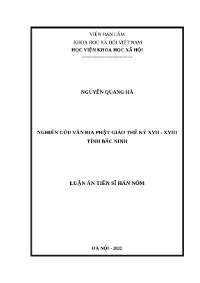 Luận án nghiên cứu văn bia phật giáo thế kỷ xvii xviii tỉnh bắc ninh