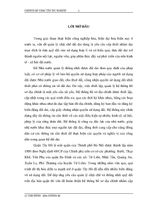 Khóa luận tốt nghiệp môi trường thực trạng và giải pháp hoàn thiện hệ thống hồ sơ địa chính trên địa bàn quận tây hồ trong quá trình đô thị hóa