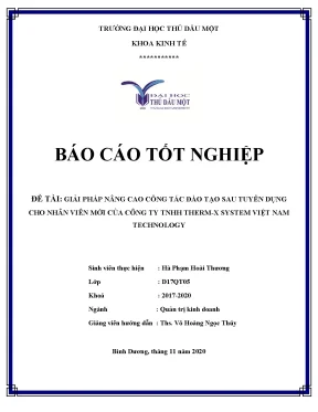Giải pháp nâng cao công tác đào tạo sau tuyển dụng cho nhân viên mới của công ty tnhh therm x system việt nam technology