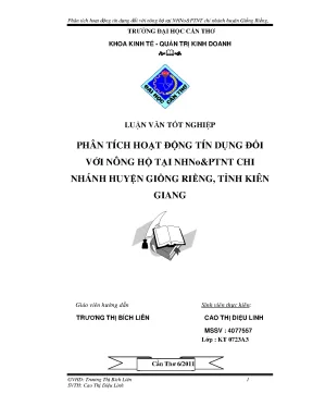 Phân tích hoạt động tín dụng đối với nông hộ tại nhno và ptnt chi nhánh huyện giồng riềng tỉnh kiên giang