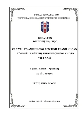 Các yếu tố ảnh hưởng đến tính thanh khoản cổ phiếu trên thị trường chứng khoán việt nam