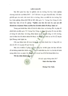Nghiên cứu bảo tồn loài du sam núi đất keteleeria evelyniana mast tại khu bảo tồn thiên nhiên pù hoạt nghệ an