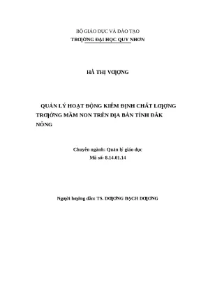 0458 quản lý hoạt động kiểm định chất lượng trường mầm non trên địa bàn tỉnh đăk nông luận văn tốt nghiệp