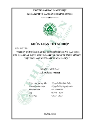 Nghiên cứu công tác kế toán bán hàng và xác định kết quả hoạt động kinh doanh tại công ty tnhh vinaco việt nam quận thanh xuân hà nội