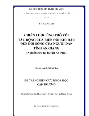 Chiến lược ứng phó với tác động của biến đổi khí hậu đến đời sống của người dân tỉnh an giang nghiên cứu tại huyện an phú công trình nghiên cứu khoa học sinh viên cấp khoa
