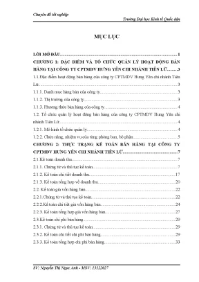 Hoàn thiện kế toán bán hàng tại công ty cổ phần thương mại dịch vụ hưng yên chi nhánh tiên lữ1