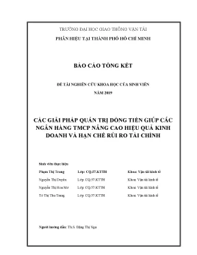 Các giải pháp quản trị dòng tiền giúp các ngân hàng tmcp nâng cao hiệu quả kinh doanh và hạn chế rủi ro tài chính