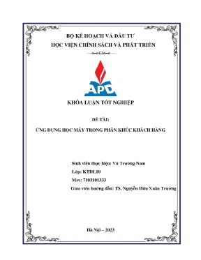 Chuyên ngành kinh tế dữ liệu ứng dụng học máy trong phân khúc khách hàng