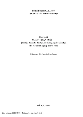 Chuyên đề quản trị sản xuất ts nguyễn đình trung