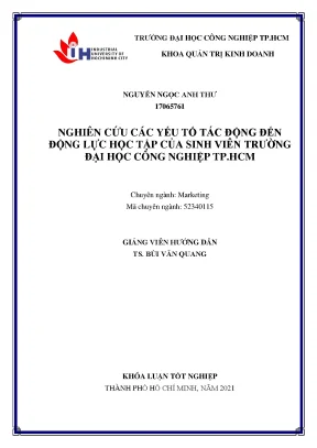 Nghiên cứu các yếu tố tác động đến động lực học tập của sinh viên trường đại học công nghiệp thành phố hồ chí minh