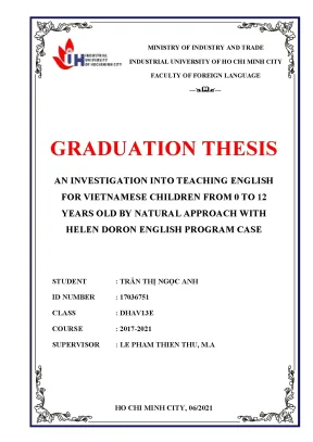 An investigation into teaching english for vietnamese children from 0 to 12 years old by natural approach with helen doron english program case graduation thesis faculty of foreign languages