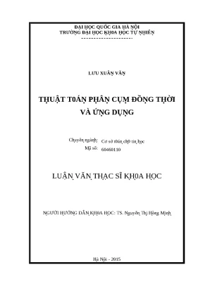 Luận văn thạc sĩ thuật toán phân cụm đồng thời và ứng dụng lvts vnu