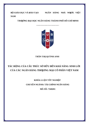 691 tác động của cấu trúc sở hữu đến khả năng sinh lời của các nhtm cp vn khóa luận đại học chuyên ngành tcnh 2023