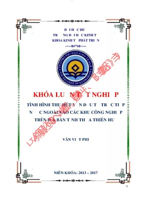 Tình hình thu hút vốn đầu tư trực tiếp nước ngoài vào các khu công nghiệp trên địa bàn tỉnh thừa thiên huế