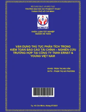 Khóa luận tốt nghiệp vận dụng thủ tục phân tích trong kiểm toán báo cáo tài chính nghiên cứu trường hợp tại công ty tnhh ernst young việt nam