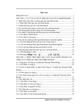 Nâng cao hiệu quả sản xuất kinh doanh tại công ty cổ phần kỹ thương thiên hoàng