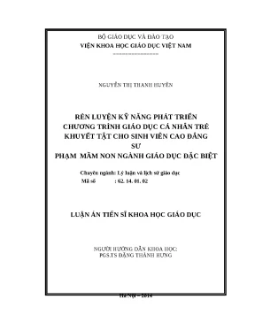 Luận án rèn luyện kỹ năng phát triển chương trình giáo dục cá nhân trẻ khuyết tật cho sinh viên cao đẳng sư phạm mầm non ngành giáo dục đặc biệt