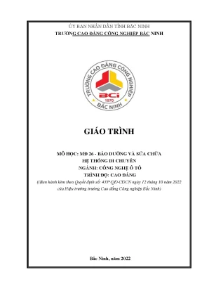 Mđ 26 bảo dưỡng và sửa chữa hệ thống di chuyển ngành công nghệ tô tô