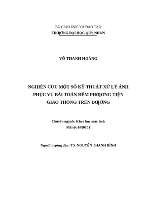 0877 nghiên cứu một số kỹ thuật xử lý ảnh phục vụ bài toán đếm phương tiện giao thông trên đường luận văn tốt nghiệp