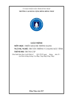 Giáo trình triển khai hệ thống mạng nghề truyền thông và mạng máy tính trung cấp trường cao đẳng cộng đồng đồng tháp