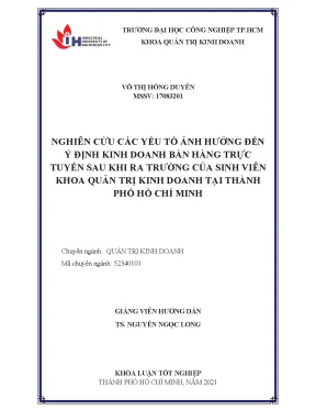 Nghiên cứu các yếu tố ảnh hưởng đến ý định kinh doanh bán hàng trực tuyến sau khi ra trường của sinh viên khoa quản trị kinh doanh tại thành phố hồ chí minh