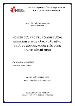Nghiên cứu các yếu tố ảnh hưởng đến hành vi mua hàng ngẫu hứng trực tuyến của ngừời tiêu dùng tại thành phố hồ chí minh