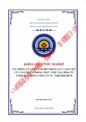 Tác động của thù đến động lực làm việc của người lao động trực tiếp tại công ty tnhh mtv tổng công ty 15 chi nhánh 79
