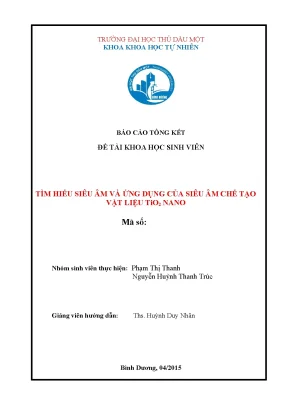 Đề tài khoa học sinh viêntìm hiểu siêu âm và ứng dụng của siêu âm chế tạovật liệu tio2 nano