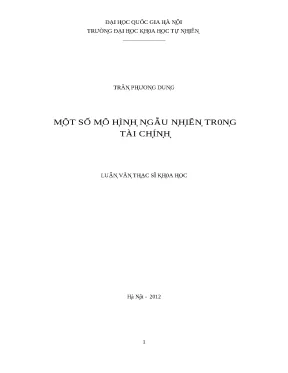 Luận văn thạc sĩ một số mô hình ngẫu nhiên trong tài chính lvts vnu