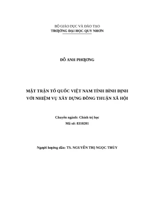 1200 mặt trận tổ quốc việt nam tỉnh bình định với nhiệm vụ xây dựng đồng thuận xã hội luận văn tốt nghiệp