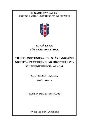 Thực trạng về nợ xấu tại ngân hàng nông nghiệp và phát triển nông thôn việt nam chi nhánh tỉnh quảng ngãi