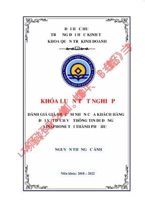 Đánh giá giá trị cảm nhận của khách hàng đối với dịch vụ thông tin di động của vinaphone tại thành phố huế