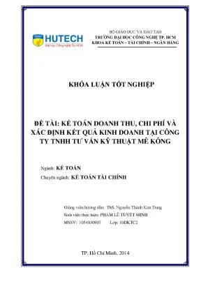 Khóa luận tốt nghiệp kế toán doanh thu chi phí và xác định kết quả kinh doanh tại công ty tnhh tư vấn kỹ thuật mê kông