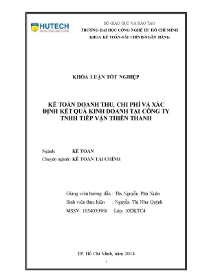 Khóa luận tốt nghiệp kế toán doanh thu chi phí và xác định kết quả kinh doanh tại công ty tnhh tiếp vận thiên thanh
