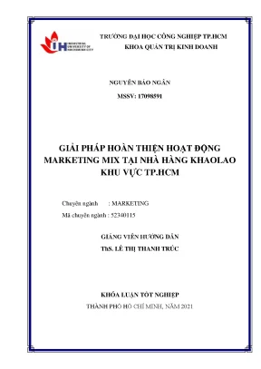 Giải pháp hoàn thiện hoạt động marketing mix tại nhà hàng khaolao khu vực thành phố hồ chí minh