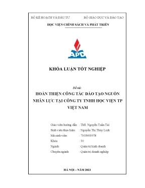 Khoá luận tốt nghiệp chuyên ngành quản trị doanh nghiệp hoàn thiện công tác đào tạo nguồn nhân lực tại công ty tnhh học viện tp việt nam